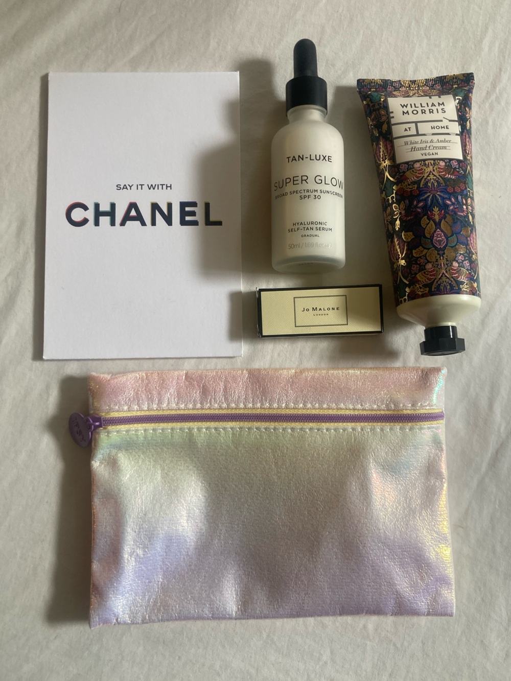 5 Pc Luxury Self-Care Bundle - Iridescent Pastel Makeup Pouch